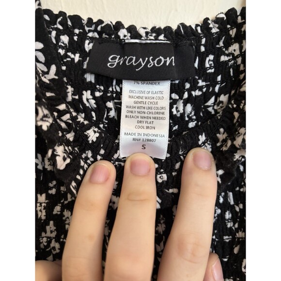 Grayson Jumpsuit Small Black White Floral Flowers Sleeveless Ruched Boho Hippie - Picture 7 of 8